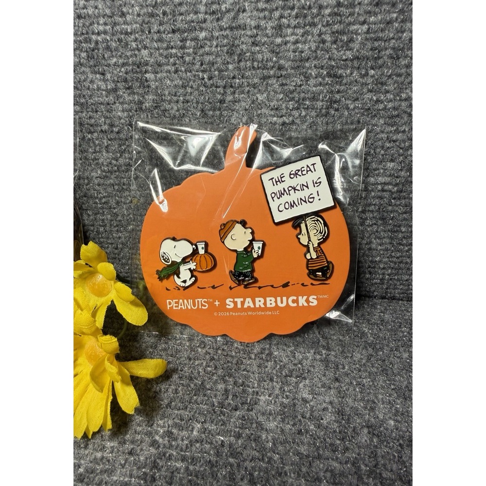 Starbucks x Peanuts Snoopy Pumpkin Pin Set September Release New